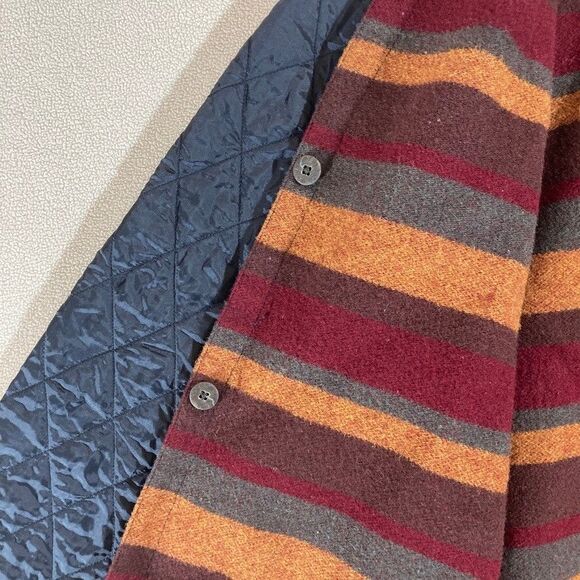 Woolrich Jacket Liner Men Large Striped Interior Wool Quilted Sleeves Button In‎ - Picture 5 of 8